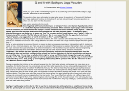 Q & a with Sadhguru Jaggi Vasudev