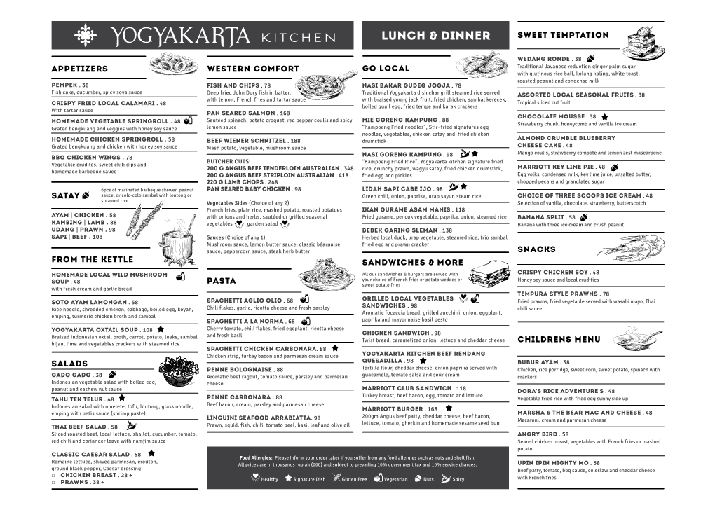 Yogyakarta Kitchen Menu