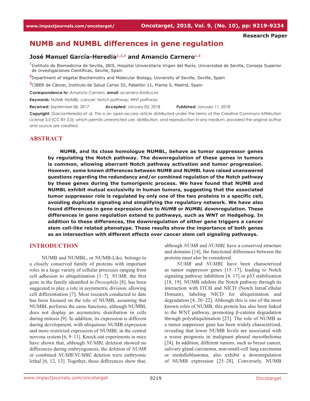 NUMB and NUMBL Differences in Gene Regulation