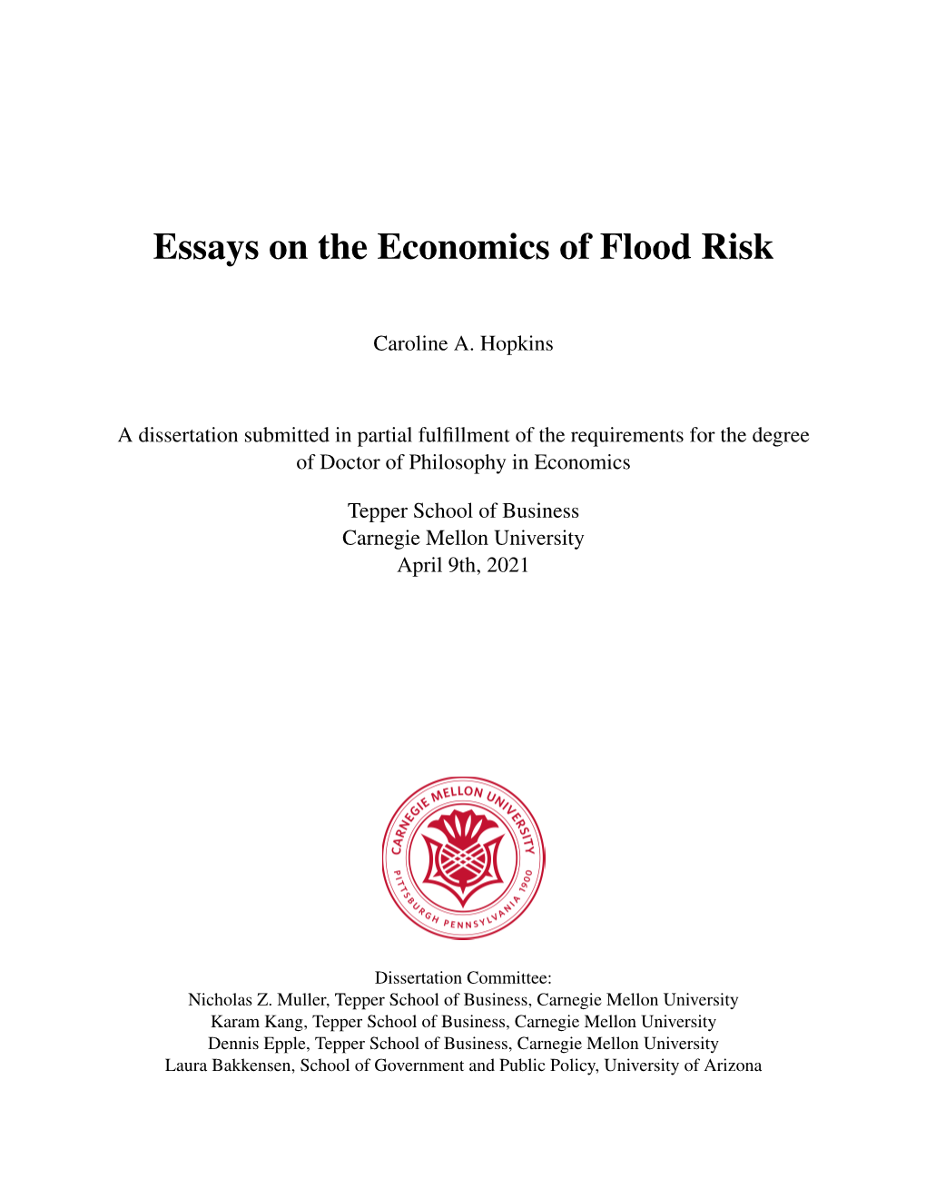 Essays on the Economics of Flood Risk