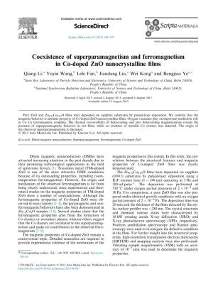 Coexistence of Superparamagnetism and Ferromagnetism in Co-Doped