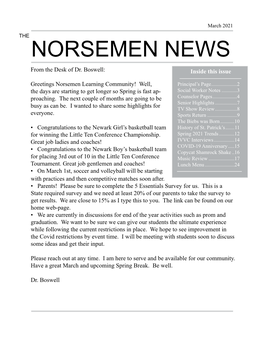 NORSEMEN NEWS from the Desk of Dr
