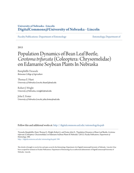 Population Dynamics of Bean Leaf Beetle, &lt;I&gt;Cerotoma Trifurcata&lt;/I&gt;
