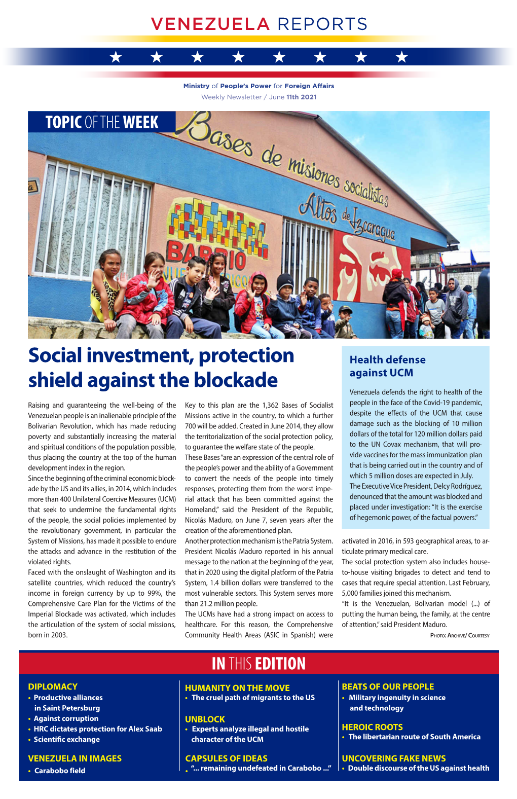 Social Investment, Protection Shield Against the Blockade