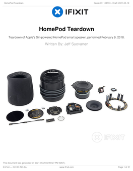 Homepod Teardown Guide ID: 103133 - Draft: 2021-05-19