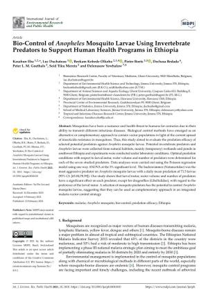Bio-Control of Anopheles Mosquito Larvae Using Invertebrate Predators to Support Human Health Programs in Ethiopia