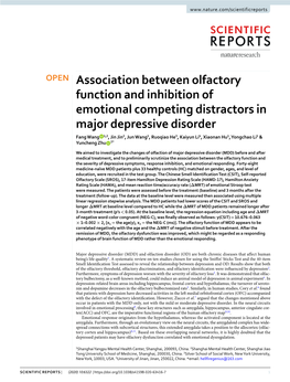 Association Between Olfactory Function and Inhibition of Emotional