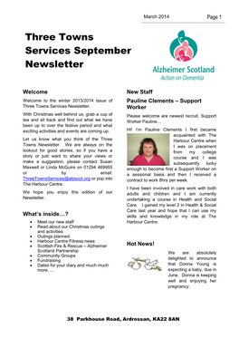 Three Towns Services September Newsletter