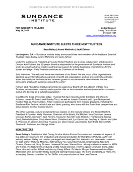 Sundance Institute Elects Three New Trustees