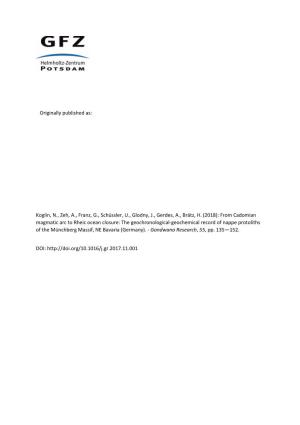 Originally Published As: Koglin, N., Zeh, A., Franz, G., Schüssler, U., Glodny, J., Gerdes, A., Brätz, H. (2018): from Cadomia