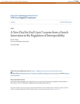 Lessons from a French Innovation in the Regulation of Interoperability Jane K