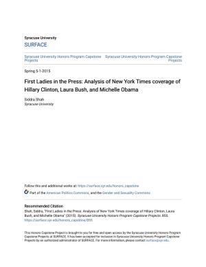 Analysis of New York Times Coverage of Hillary Clinton, Laura Bush, and Michelle Obama