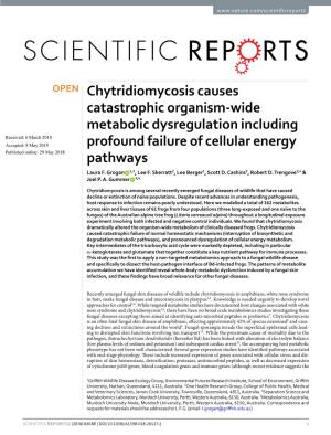 Chytridiomycosis Causes Catastrophic Organism-Wide Metabolic