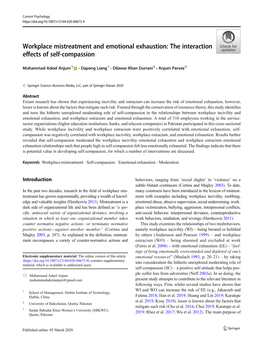 Workplace Mistreatment and Emotional Exhaustion: the Interaction Effects of Self-Compassion