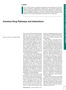 Common Drug Pathways and Interactions