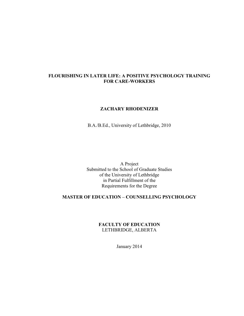 Flourishing in Later Life: a Positive Psychology Training for Care-Workers