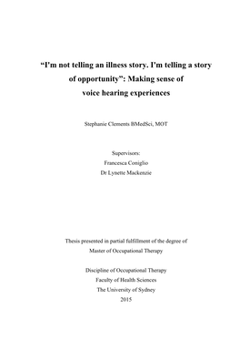 Making Sense of Voice Hearing Experiences