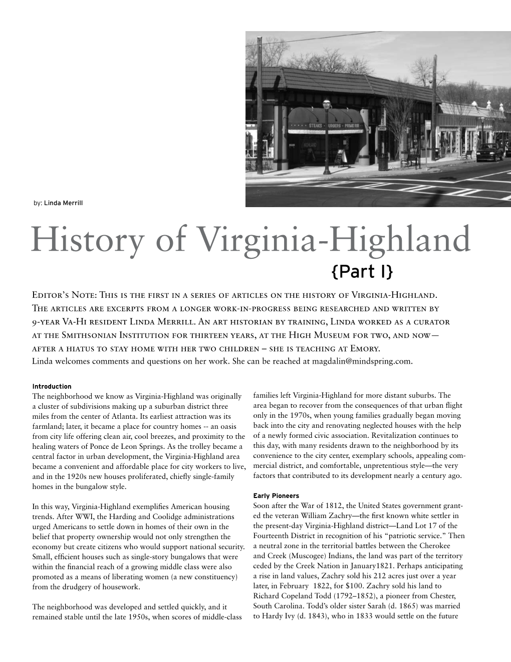 History of Virginia-Highland {Part I}