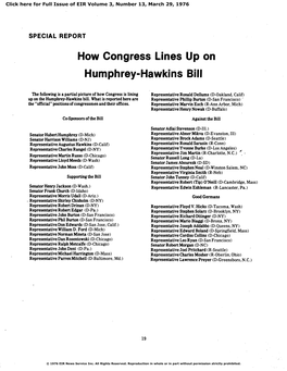 How Congress Lines up on Humphrey-Hawkins Bill