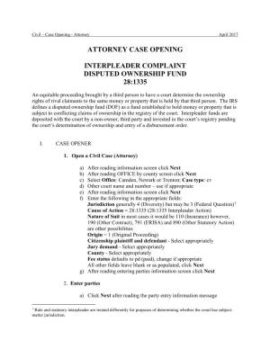Attorney Case Opening Interpleader Complaint Disputed Ownership Fund 28:1335