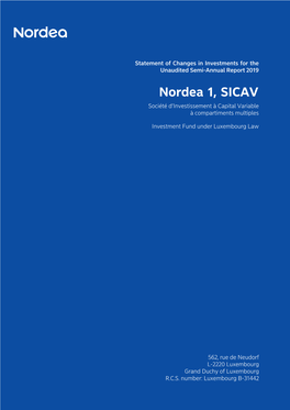 Nordea 1, SICAV Société D’Investissement À Capital Variable À Compartiments Multiples