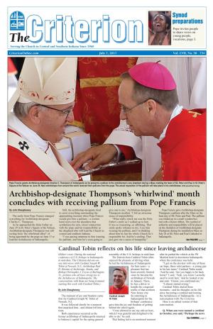 Archbishop-Designate Thompson's 'Whirlwind' Month Concludes With