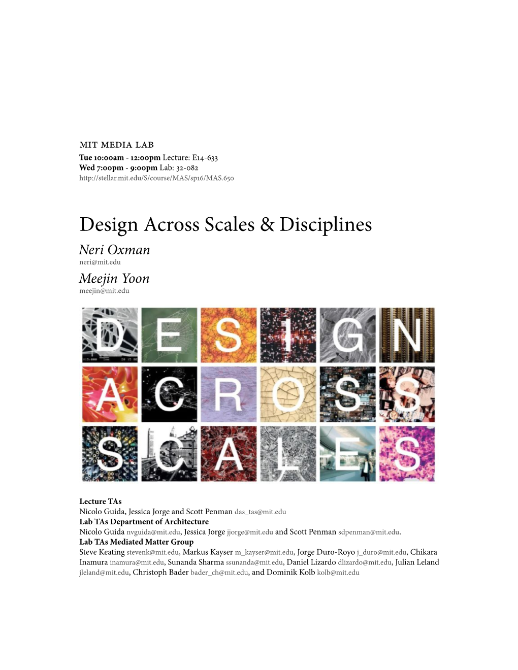 Design Across Scales & Disciplines