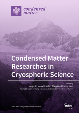 Condensed Matter Researches in Cryospheric Science