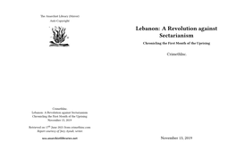 Lebanon: a Revolution Against Sectarianism Chronicling the First Month of the Uprising