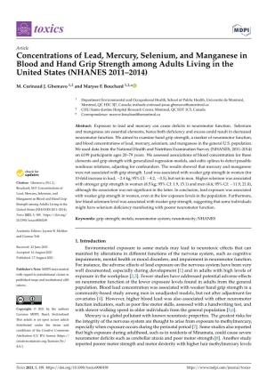Concentrations of Lead, Mercury, Selenium, and Manganese in Blood and Hand Grip Strength Among Adults Living in the United States (NHANES 2011–2014)
