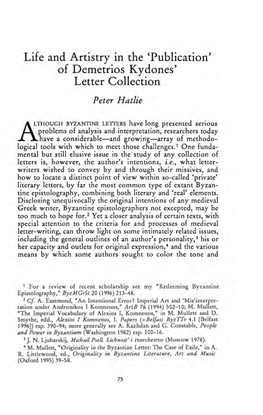 Of Demetrios K Ydones' Letter Collection