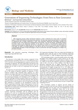 Generations of Sequencing Technologies: from First to Next