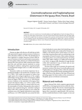 Coscinodiscophyceae and Fragilariophyceae (Diatomeae) in the Iguaçu River, Paraná, Brazil