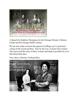 Always There: Black Women in the Suffrage Movement