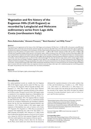 Vegetation and Fire History of the Euganean Hills (Colli Euganei)