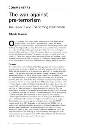 The War Against Pre-Terrorism the Tarnac 9 and the Coming Insurrection