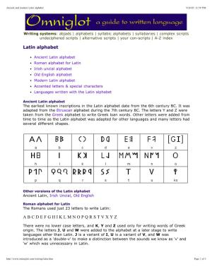 Ancient & Modern Latin Alphabet