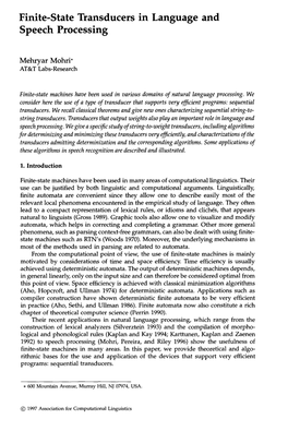 Finite-State Transducers in Language and Speech Processing