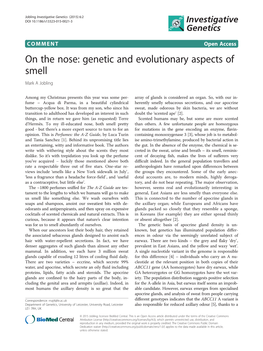 On the Nose: Genetic and Evolutionary Aspects of Smell Mark a Jobling