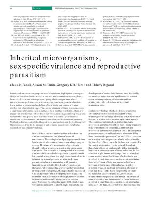 Inherited Microorganisms, Sex-Specific Virulence and Reproductive Parasitism