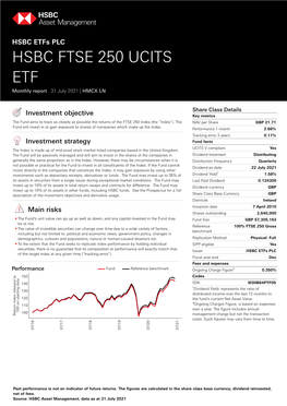 HSBC FTSE 250 UCITS ETF Monthly Report 31 July 2021 | HMCX LN