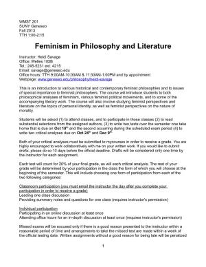 Feminism in Philosophy and Literature
