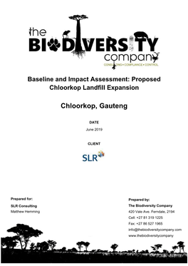 Baseline and Impact Assessment: Proposed Chloorkop Landfill Expansion