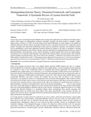 Distinguishing Between Theory, Theoretical Framework, and Conceptual Framework: a Systematic Review of Lessons from the Field