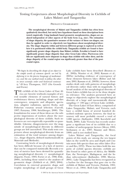 Testing Conjectures About Morphological Diversity in Cichlids of Lakes Malawi and Tanganyika