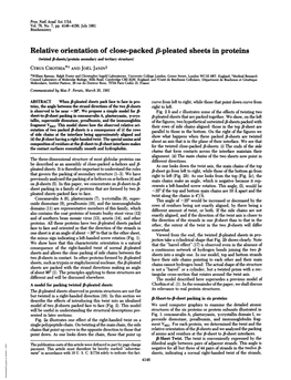 Relative Orientation of Close-Packed ,8-Pleated Sheets in Proteins