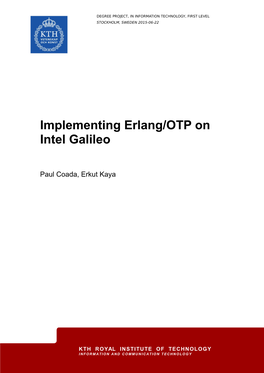 Implementing Erlang/OTP on Intel Galileo