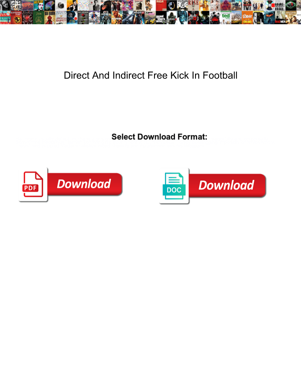 Direct and Indirect Free Kick in Football