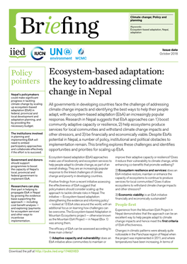 Ecosystem-Based Adaptation: the Key to Addressing Climate Change in Nepal