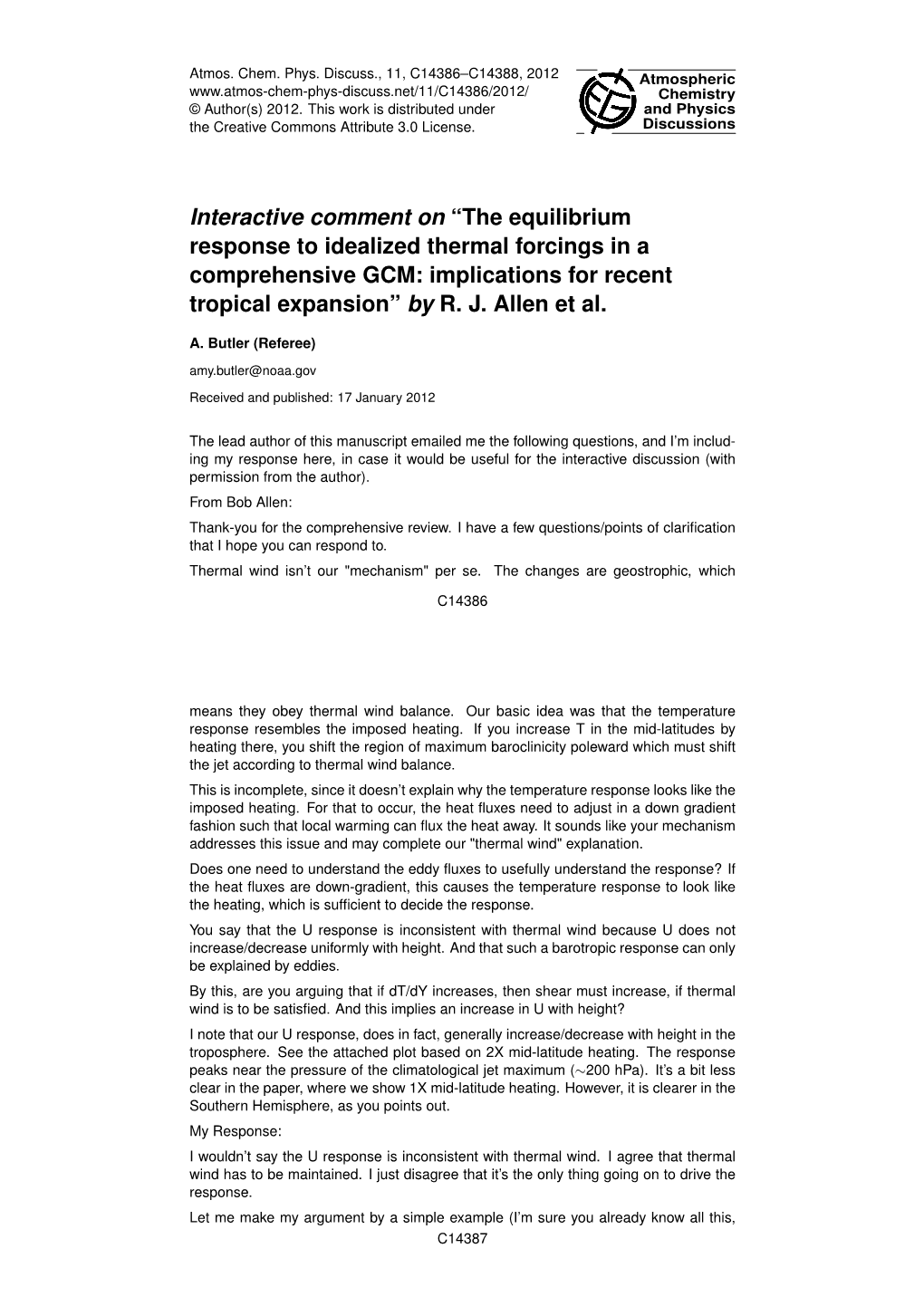 The Equilibrium Response to Idealized Thermal Forcings in a Comprehensive GCM: Implications for Recent Tropical Expansion” by R